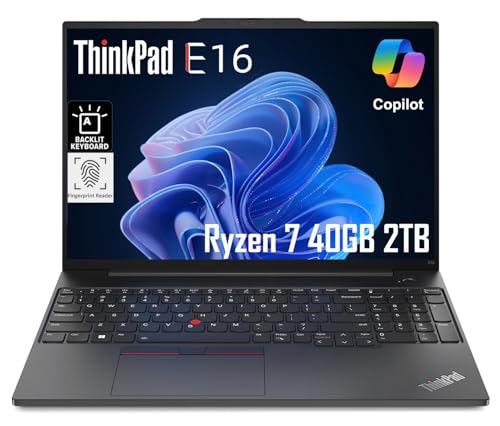 Lenovo ThinkPad E16 Business Laptop (16" FHD+ Display, AMD Ryzen 7 7730U (> Intel i7-1255U), 16GB RAM, 512GB SSD) Fingerprint, Backlit, FHD Webcam