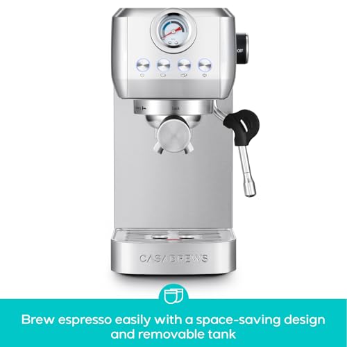 CASABREWS 3700 Gense Espresso Machine 20 Bar, Stainless Steel Espresso Maker With Steam Milk Frother