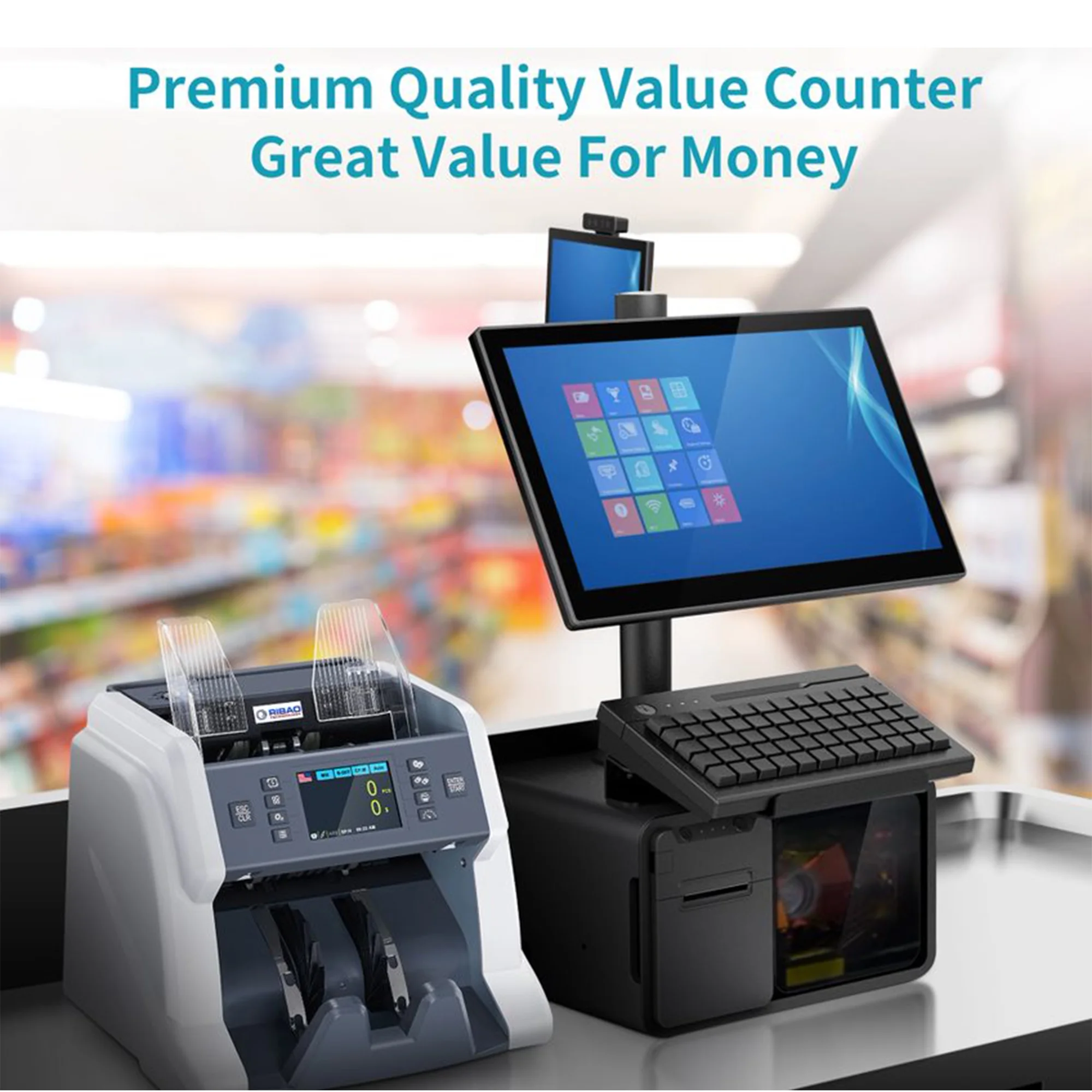 Ribao Technology BC-40 Money Counter Machine Mixed Denomination UV/MG/MT/IR/Cis Counterfeit Detection For Business