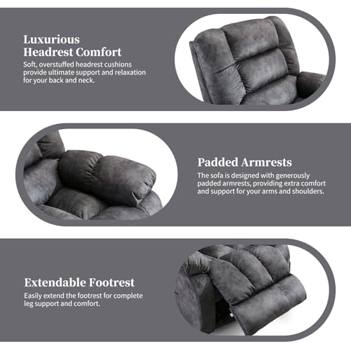 Massage Recliner Chair with Heat and Massage, Soft Fabric Ergonomic Manual Reclining Chairs