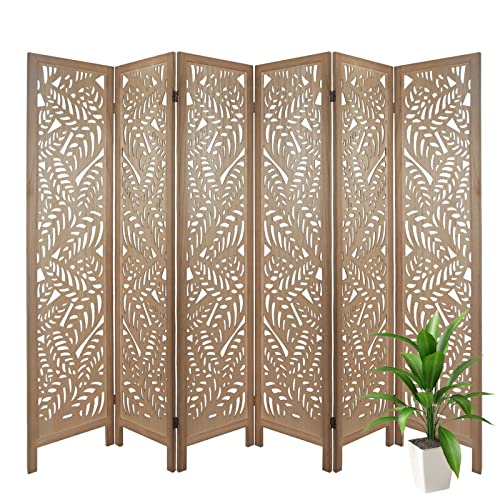 ECOMEX Room Divider 6 Panel,Folding Wood Room Divider Privacy Screen