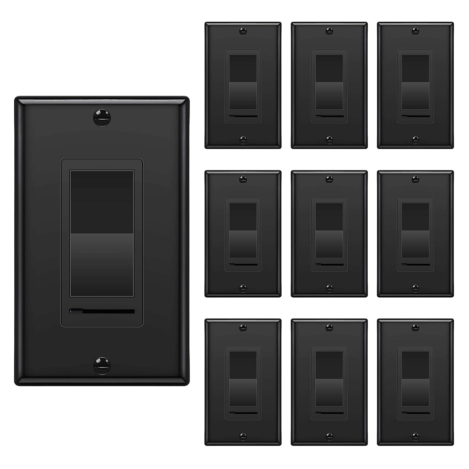 [10 Pack] BESTTEN Dimmer Light Switch, Single-Pole or 3-Way, 120V, Compatible with Dimmable LED, CFL, Incandescent and Halogen Bulbs