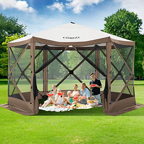COBIZI 12x12ft Pop up Gazebo Screen Tent Screen House for Camping, Camping Outdoor Screened Gazebo, Canopy Tent