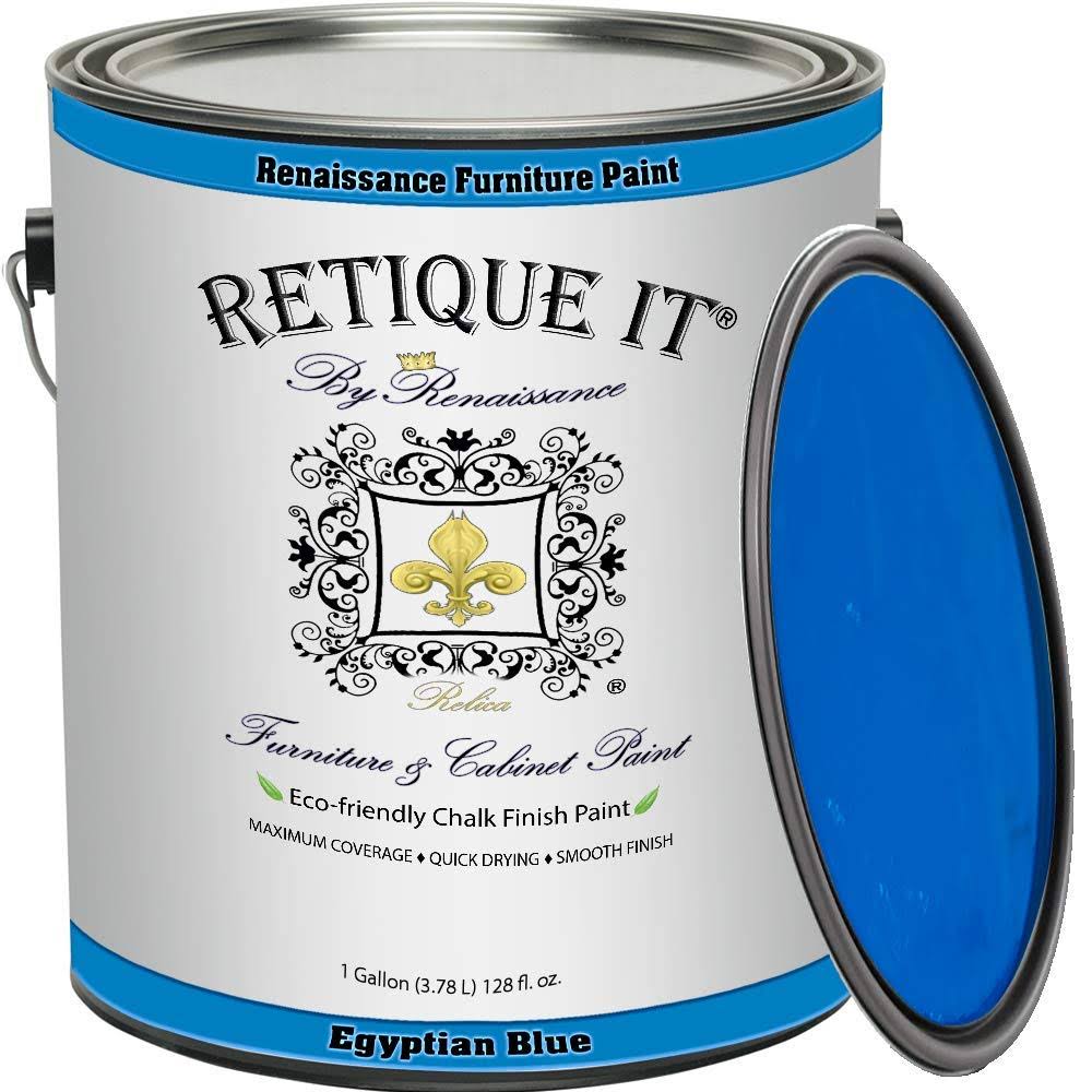 Renaissance Chalk Finish Paint - Egyptian Blue - (128oz) Gallon - Chalk Furniture u0026 Cabinet Paint - Non Toxic, Eco-Friendly,