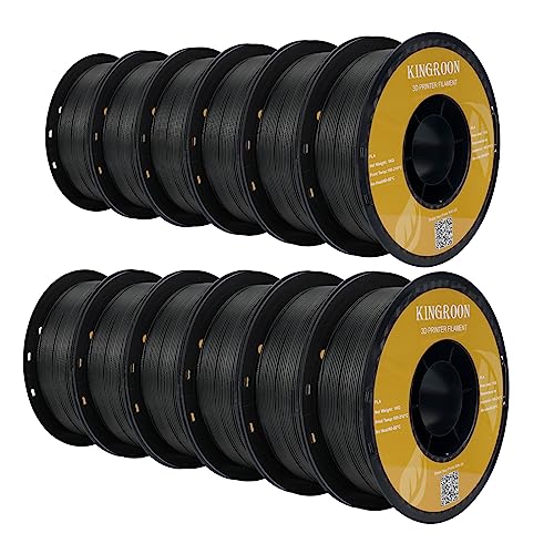 Kingroon PLA 3D Printer Filament, 12Rolls, Dimensional Accuracy +/- 0.03 mm, 12kg Spool(26.4lbs)