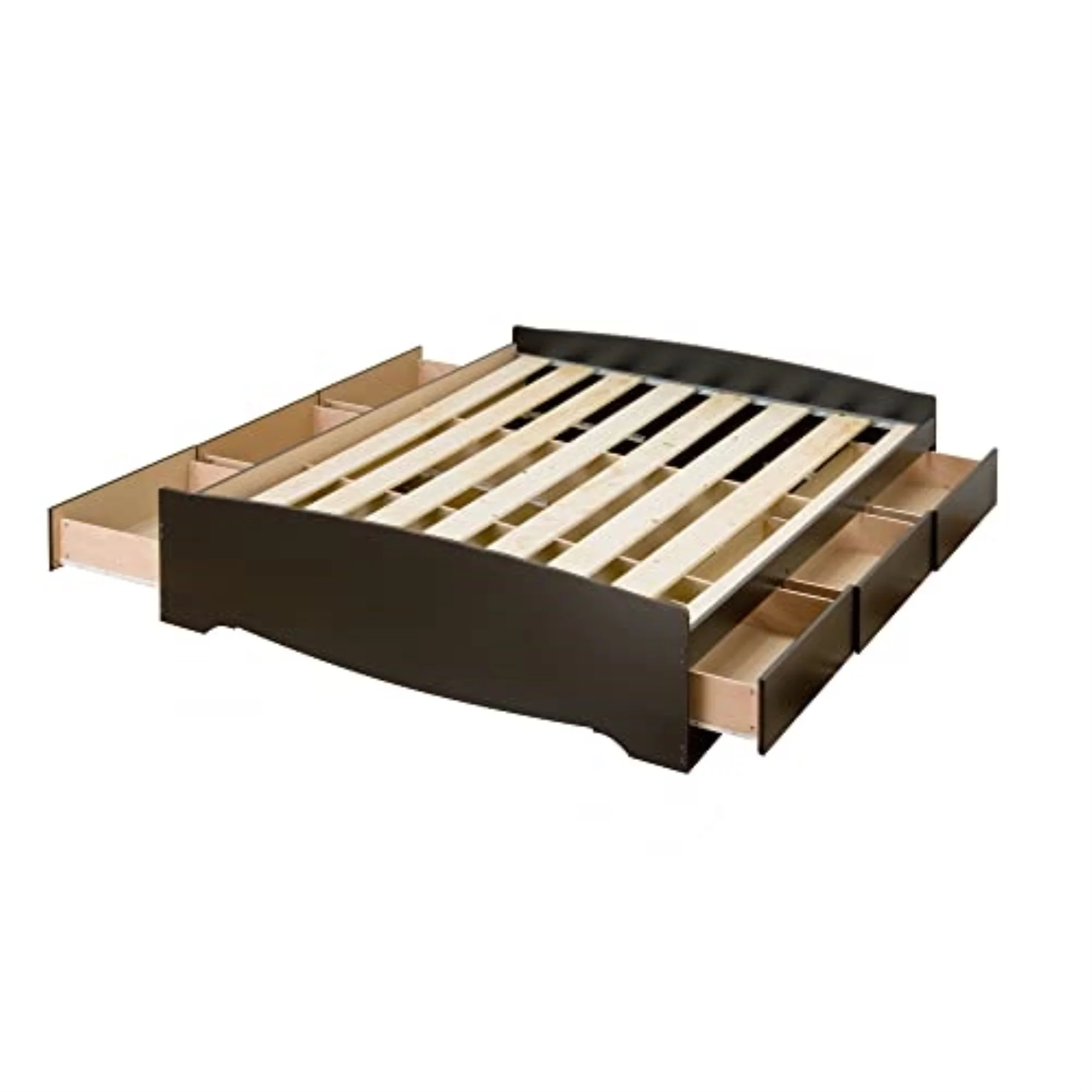 Prepac Black Sonoma Double / Full Platform Storage Bed with 6 Drawers