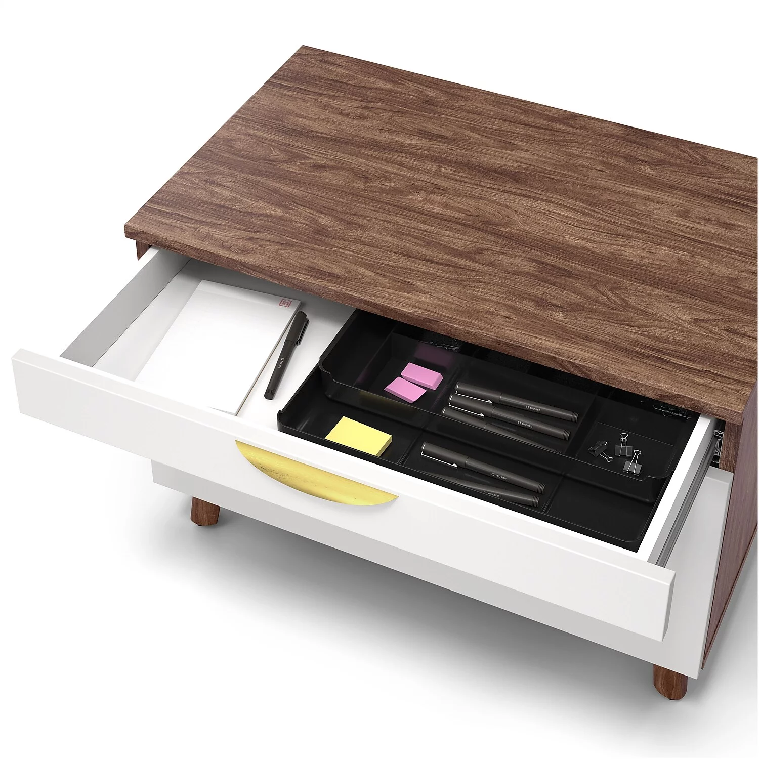 MidMod Lateral File Cabinet 2-Drawers Box/File White/Espresso UN56967