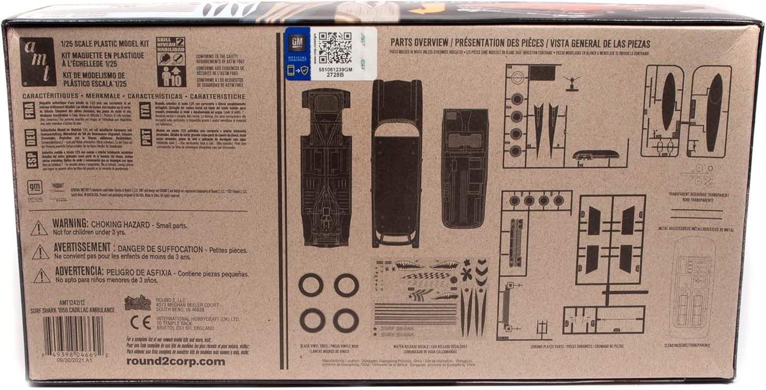 AMT Cadillac Ambulance 1959 1:25 Scale Model Kit Pack of 2