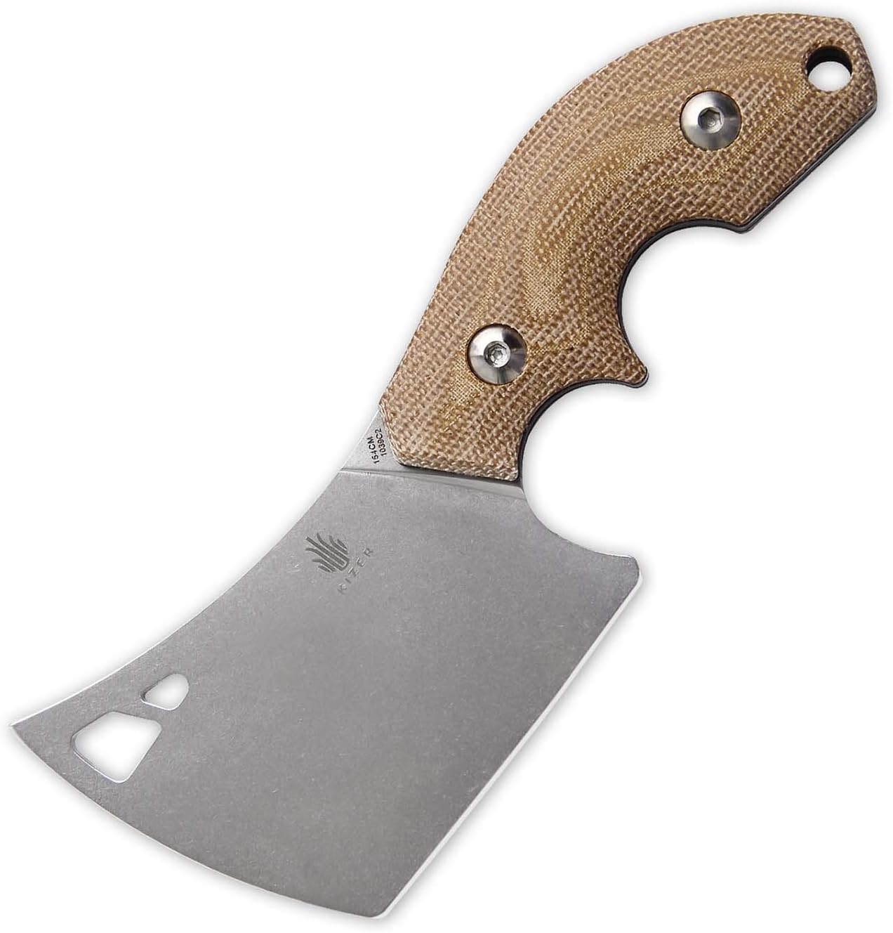 Kizer Fixed Blade Knife, 154CM Blade and Brown Micarta & G10 Handle Camping Knife with Sheath,Butcher 1039C2