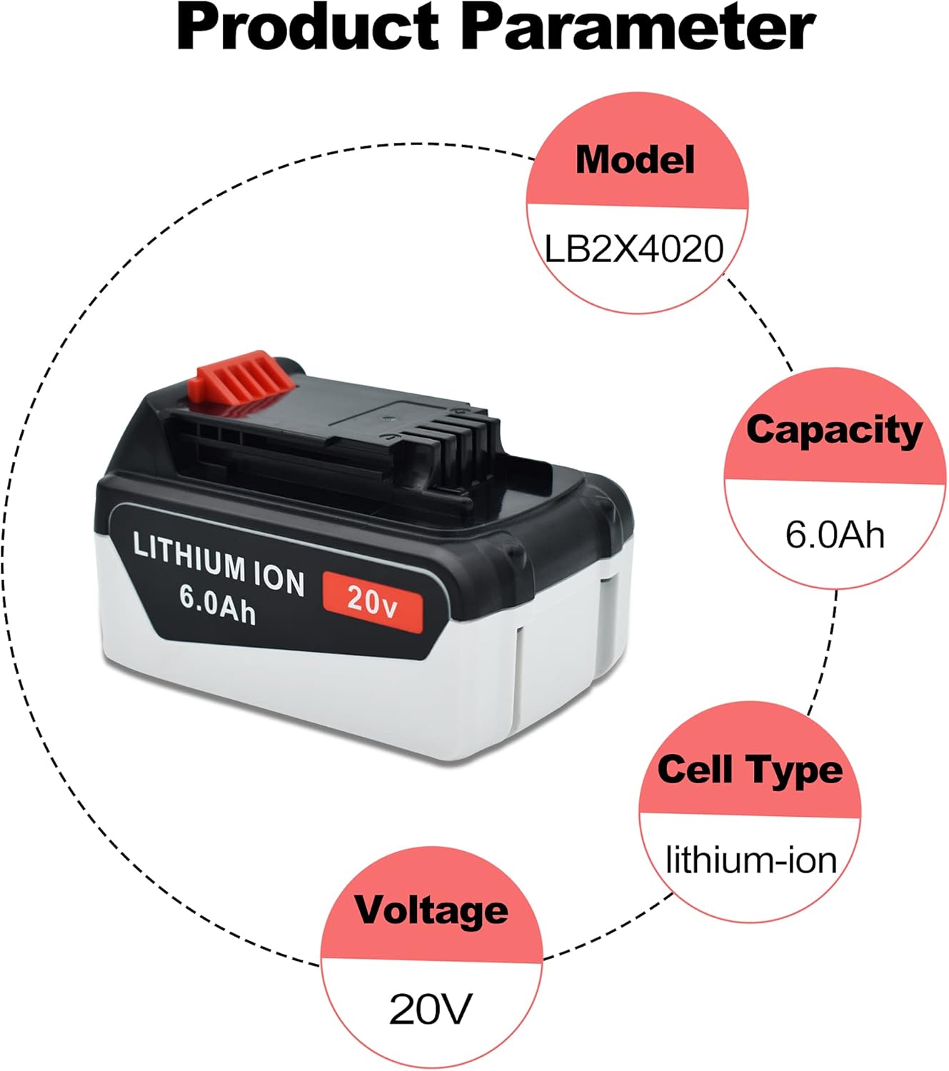 Rocivic 2 Packs 6.0Ah 20V LBXR20 Replacement Battery for Black and Decker 20 Volt Max LB20 LBX20 LBX4020 LB2X4020 LBXR2020 LB2X4020-OPE Cordless Tool