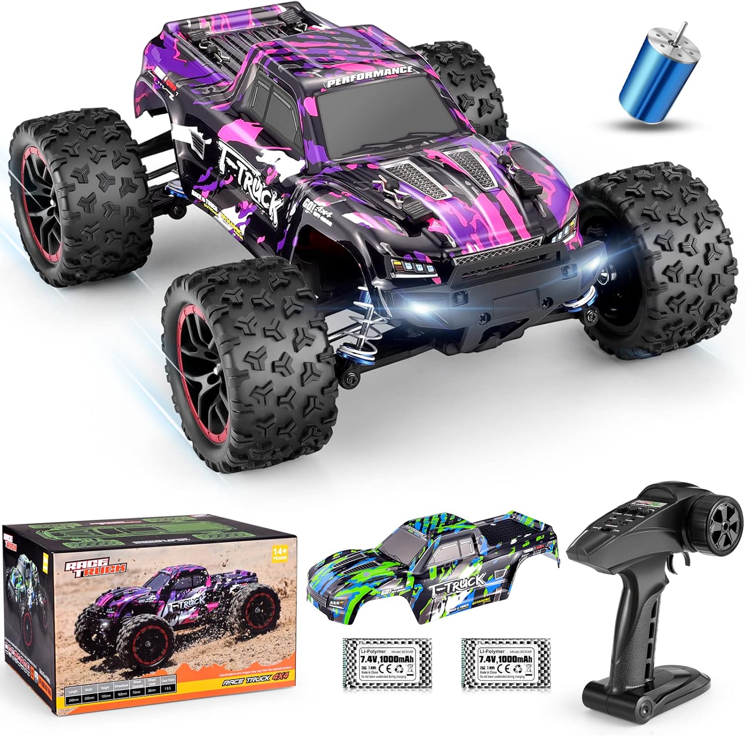 HAIBOXING 1/18 Scale Brushless Fast RC Cars 18859A, 4WD Off-Road Remote Control Trucks 48 KM/H Speed for Adults and Kids Boys