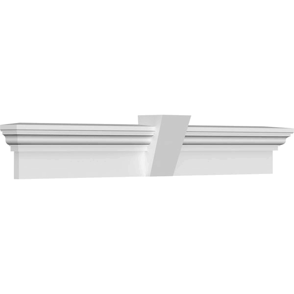 Ekena Millwork CRH09X43KF 43x22 Bottom Width x 49 1/4x22 Top Width x 9x22H x 1x22P Traditional Crosshead w/ Flat Keystone