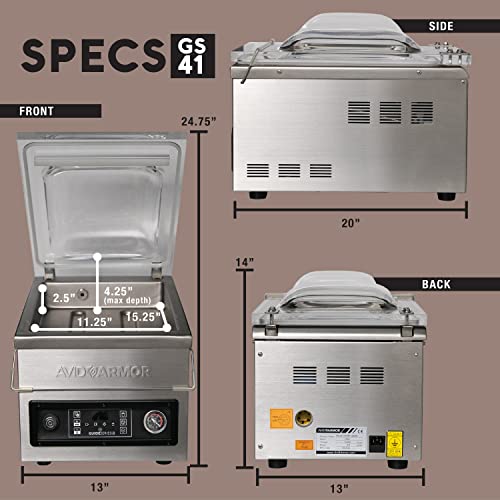 Avid Armor Chamber Vacuum Sealer Guide Series Double Wire Seal Bar Powered by Rotary Oil Pump, Perfect for Liquid-Rich Wet Foods, Cooking Sous Vide