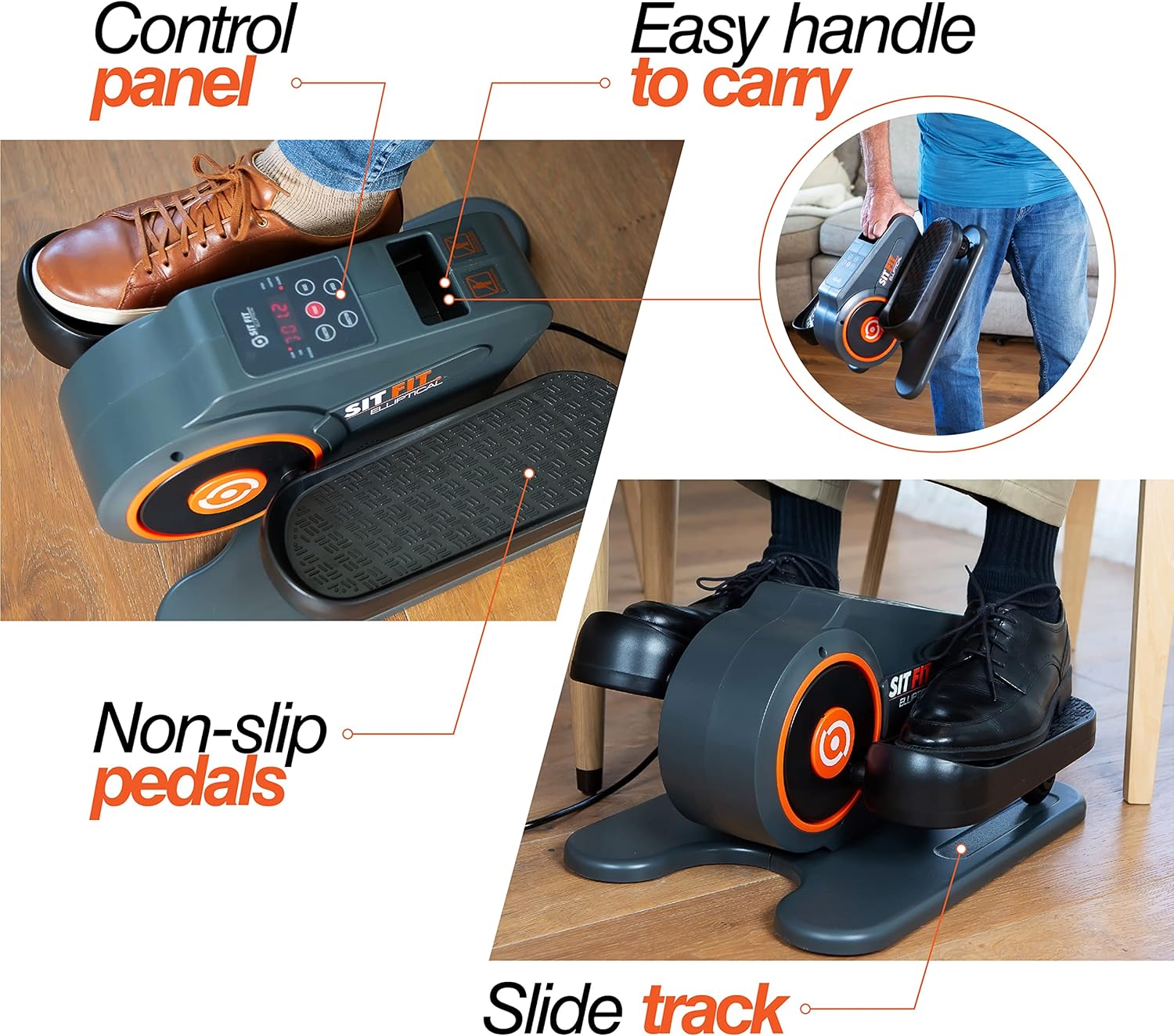 SITFIT, Sit Down and Cycle! Powered Foot Pedal Exerciser for Seniors, Under Desk Elliptical Exercise Bike