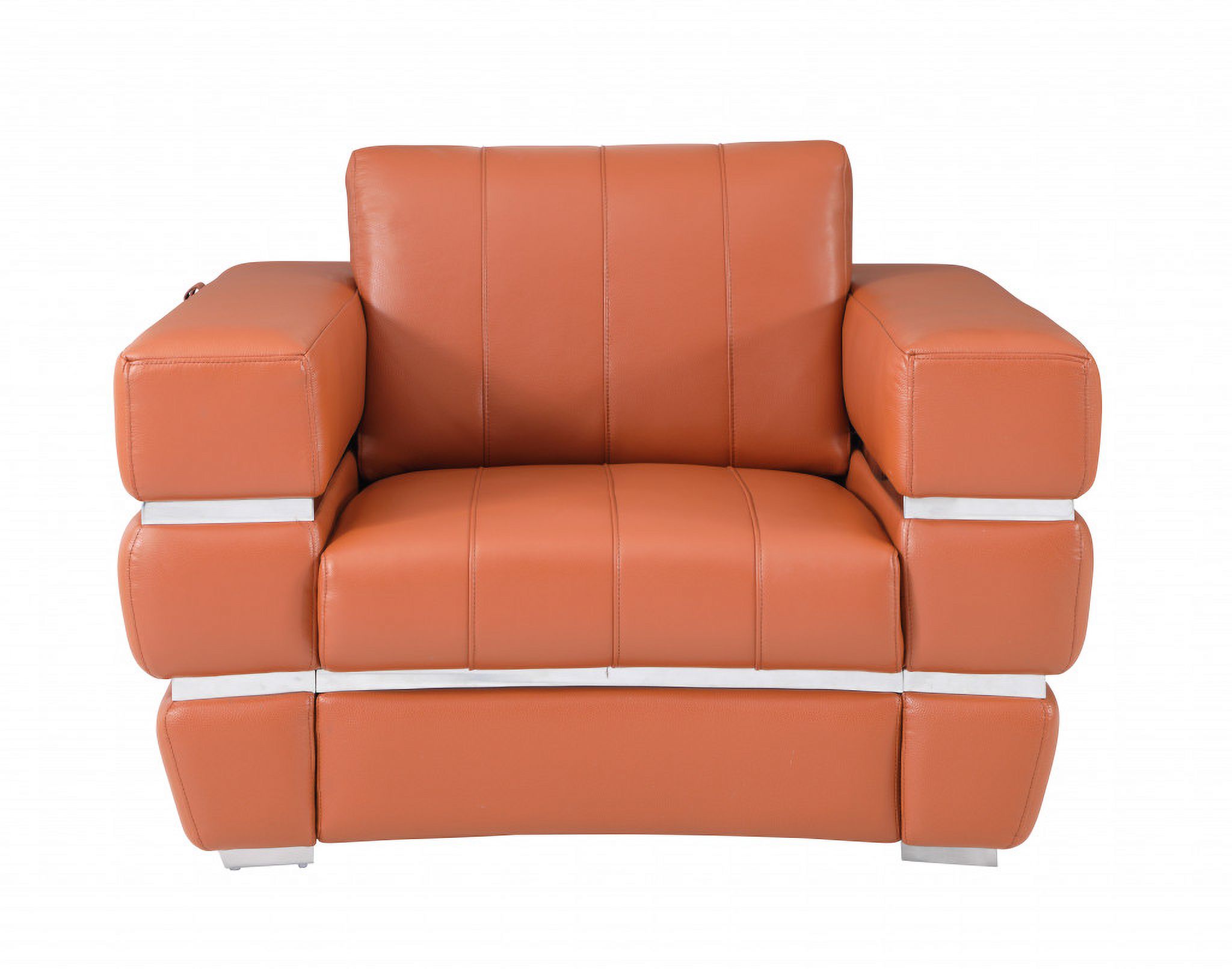 Three Piece Indoor Camel Italian Leather Six Person Seating Set