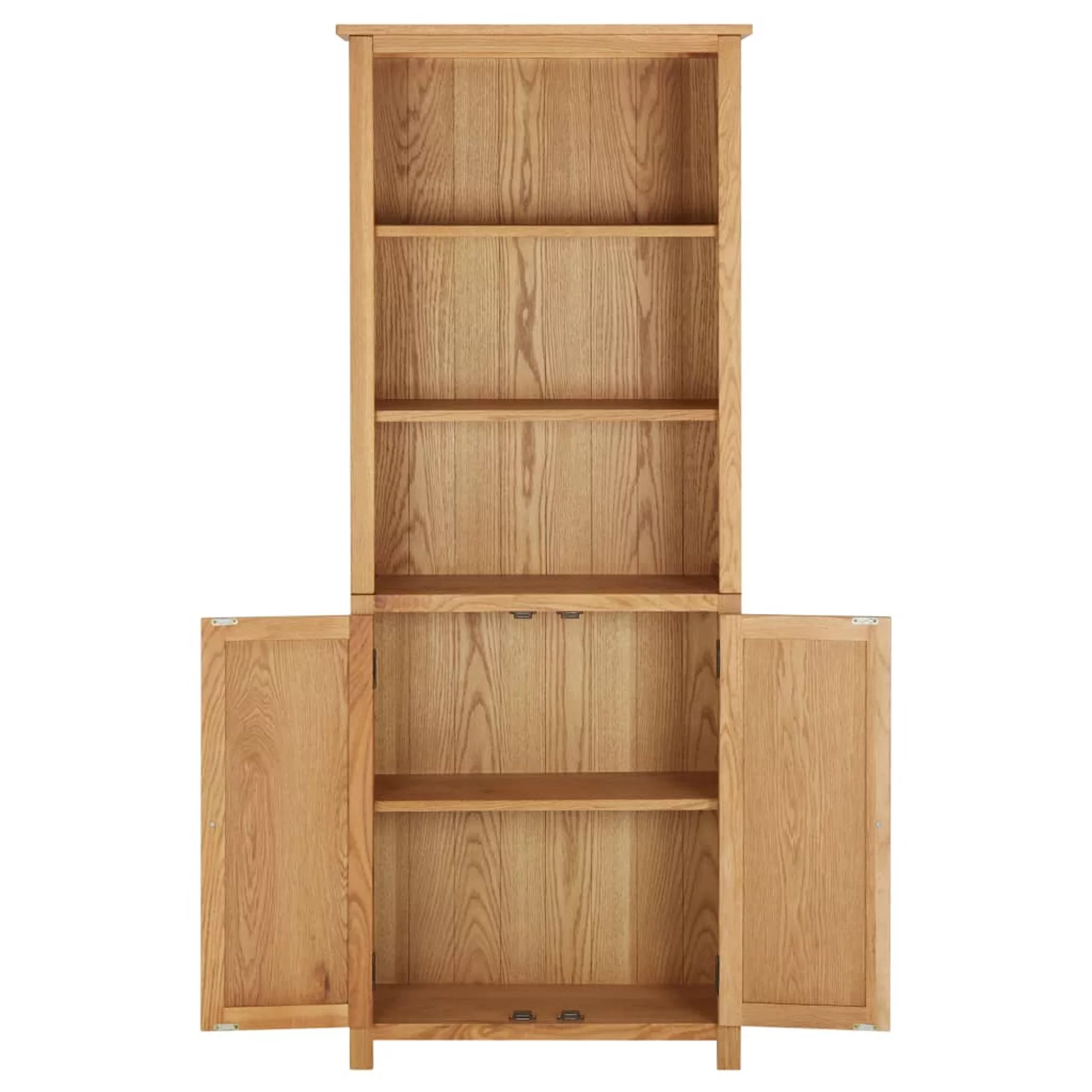 Dcenta Bookcase with 2 Wooden Doors Cabinet and Storage Shelves Oak Wood Book Display Cabinet Organizer for Living Room, Bedroom