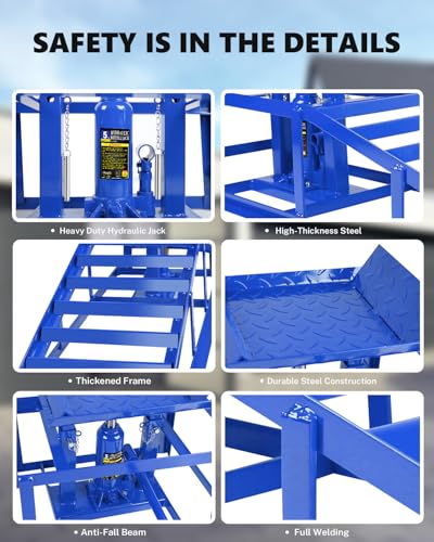 Hydraulic Car Ramps, 5T 11000lbs Low Pro-File Car Lift Service Ramps, Heavy Duty Steel Hydraulic Vehicle Ramps for Car Truck Trailer Garage Repair