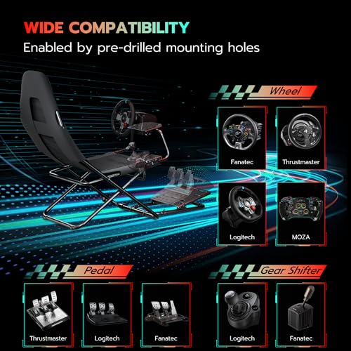 ARES WING Foldable Racing Simulator Cockpit, Racing Wheel Stand with Seat, Formula and GT Sim Racing Cockpit Compatible with Fanatec, Thrustmaster