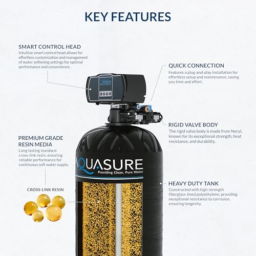 Aquasure Harmony Series 56,000 Grains Whole House Water Softener w/High Efficiency Digital Metered Control Head - Smart Home Appliances