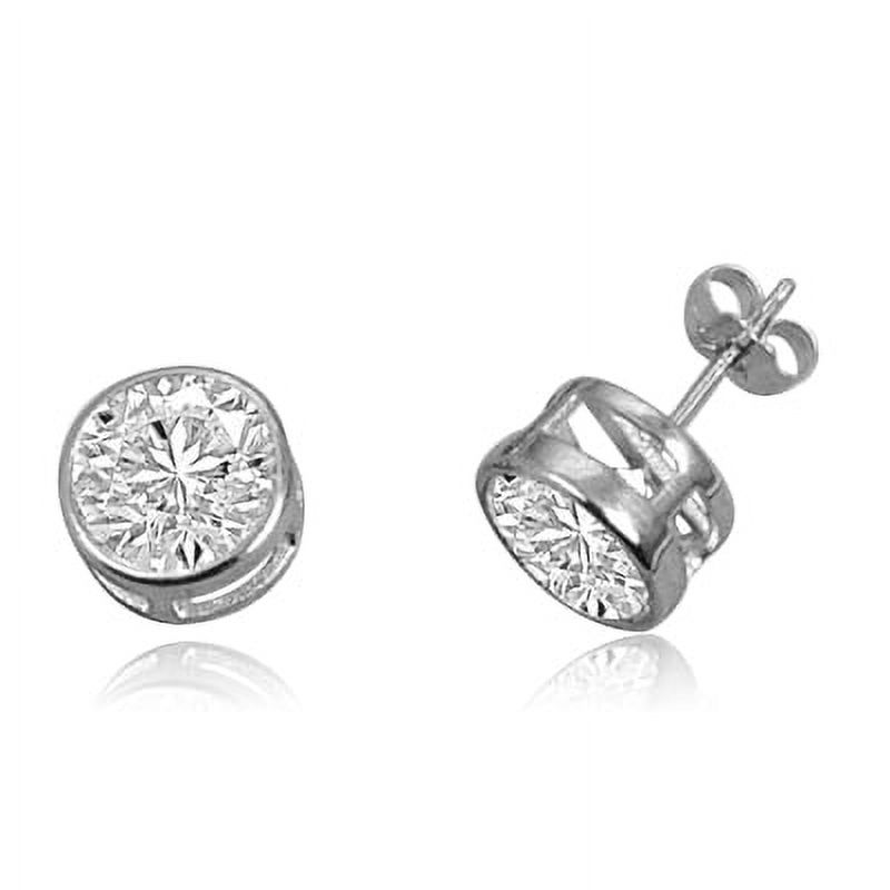 Diamond Essence Stud Earrings with Bezel Set Round Brilliant Stones, 2 Cts.T.W. - SED1130 - 2 Carat