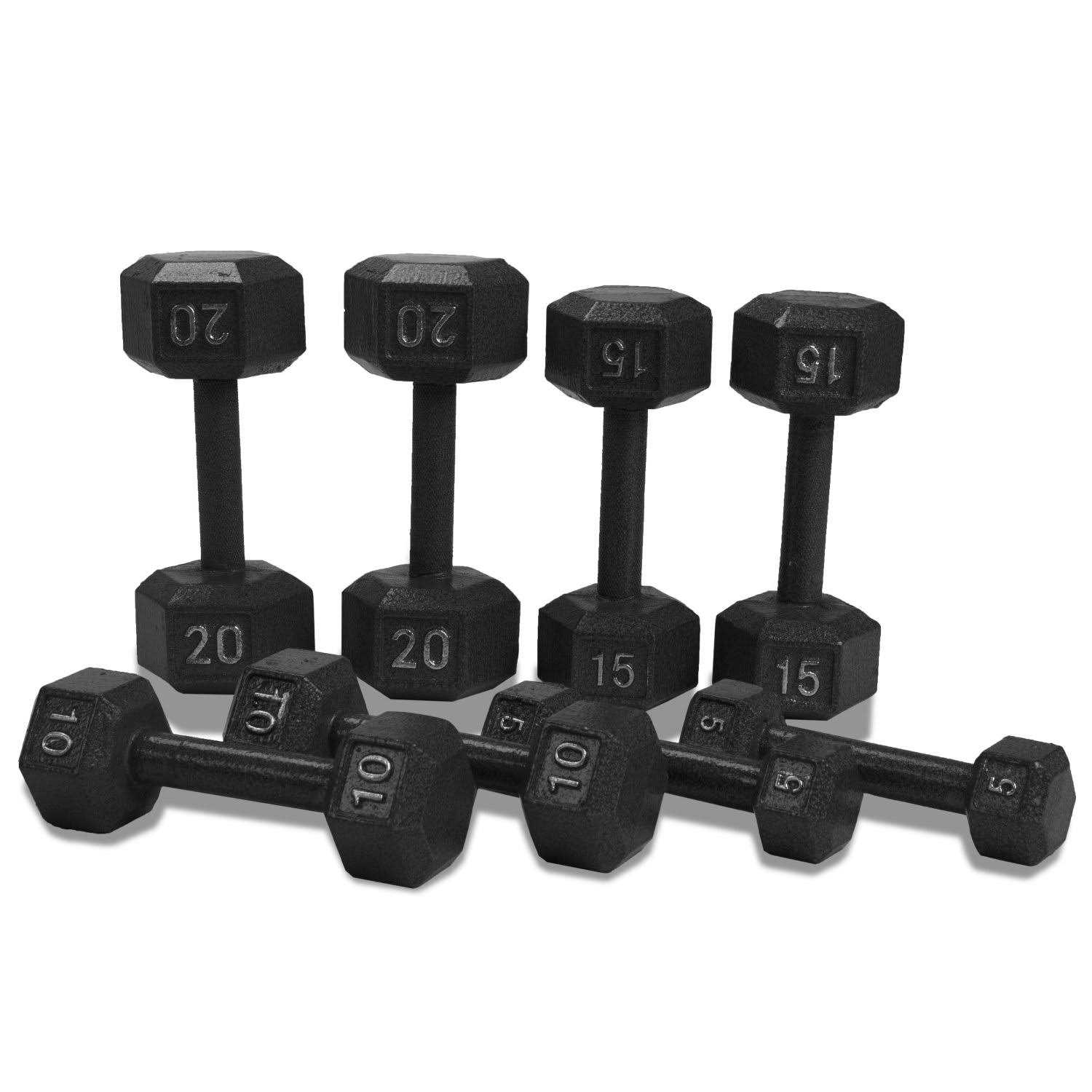 Cap Barbell 100 lb Cast Iron Hex Dumbbell Weight Set with Rack - Sports Supplies Online Store