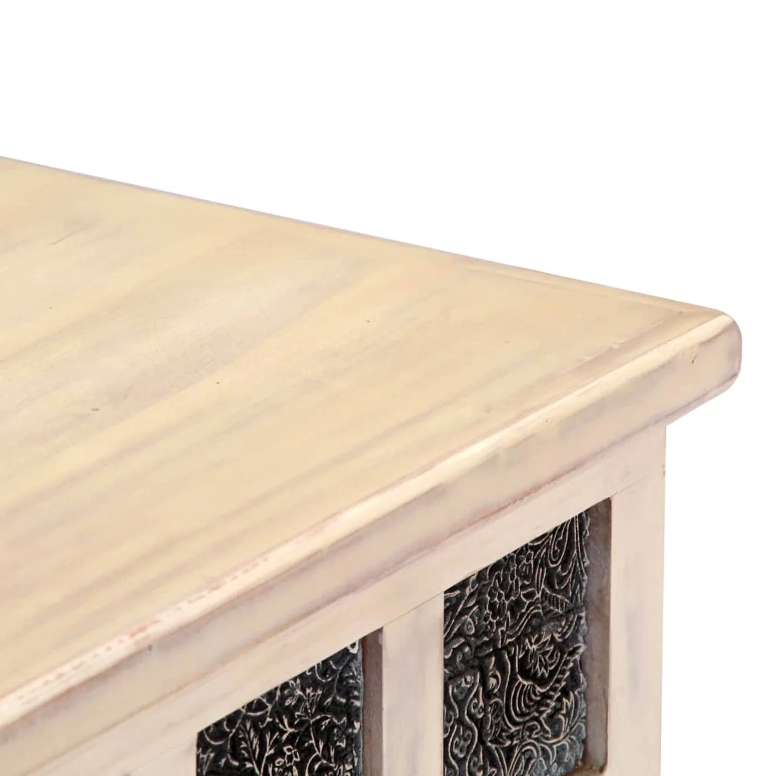 Dcenta Storage Chest Acacia Wood Blanket Box Wooden Trunk White for Bedroom, Closet