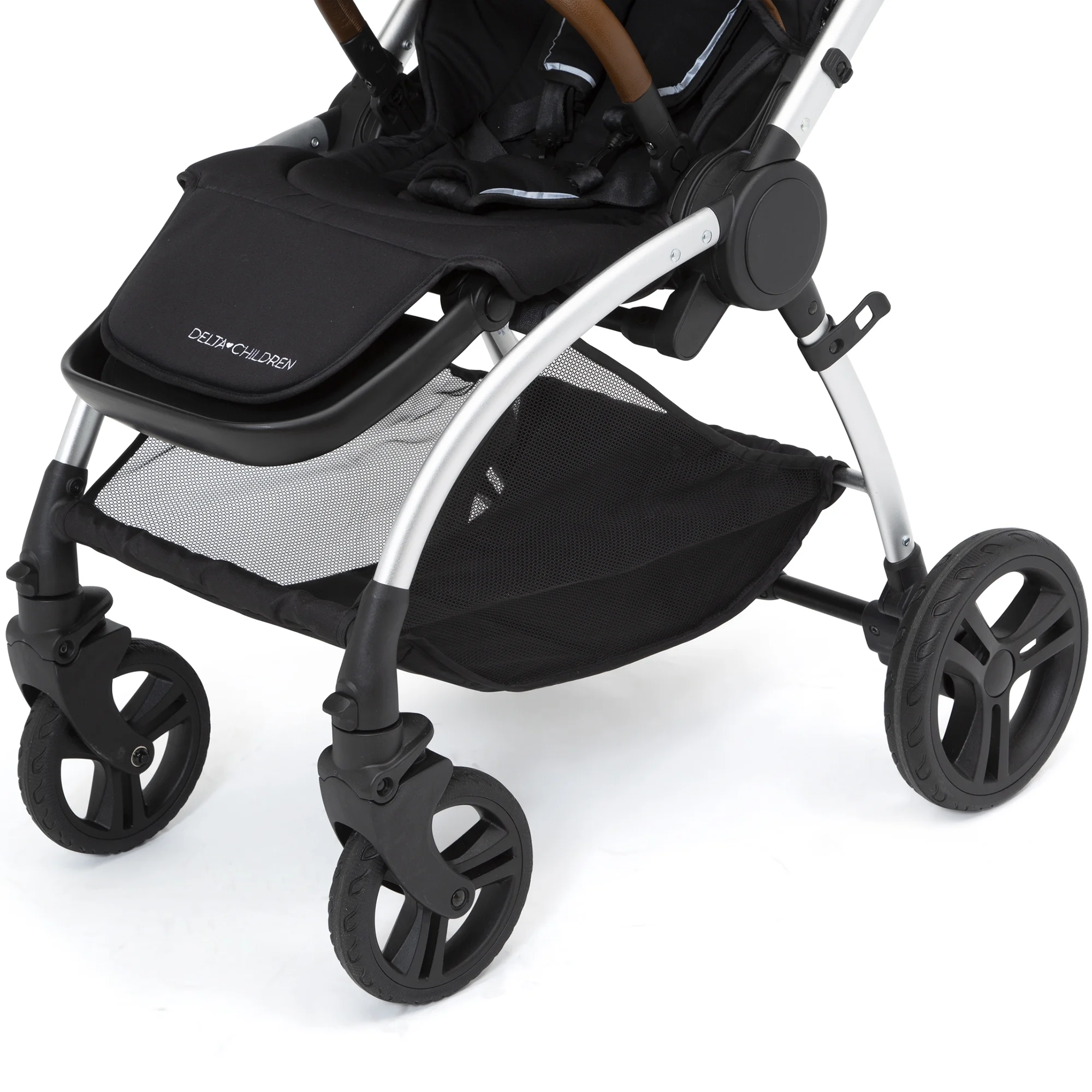 Delta Children Revolve Reversible Stroller - Leather Handlebar; One Hand Easy Fold; Lightweight Shock-Absorbing Frame