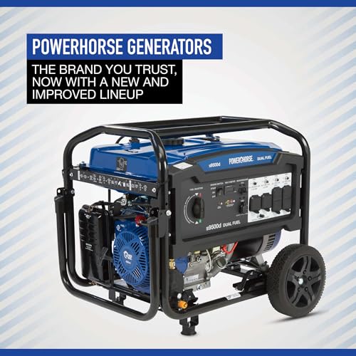 Powerhorse Portable Dual Fuel Generator with Electric Start, 9500 Watts