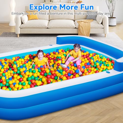 Large Inflatable Swimming Pool, 120" X 85" X 26" Oversized Thickened Blow Up Pools for Adult, Inflatable Pool with Seat and Pump