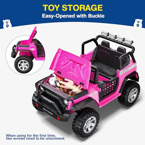 L8 2 Seater Ride On Car, 12V Kids Electric Car w/Remote Control, 4-Wheel Suspension, Bluetooth Speaker, Multi Music Modes, 3 Speeds, LED Lights