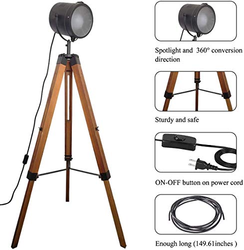Contemporary Modern Wooden Farmhouse Tripod Floor Lamps for Living Room