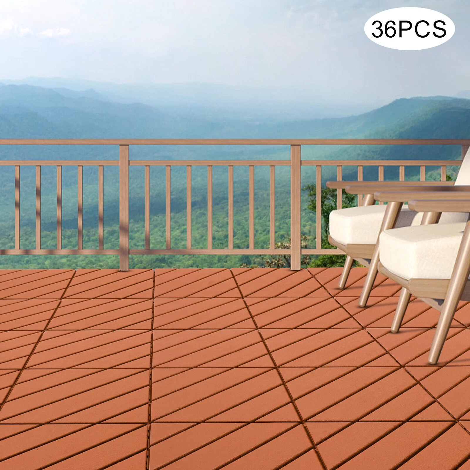 Modern 36PCS Interlocking Deck Tiles Floor Mount Plastic Composite Patio Deck Tiles 12”x12”