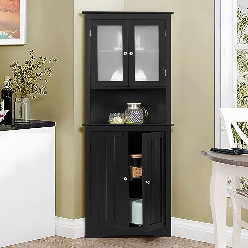 Iwell 67" Tall Bathroom Cabinet, Storage Cabinet with 2 Doors & 1 Drawer, Bathroom Storage Cabinets with Adjustable Shelves, for Living Room