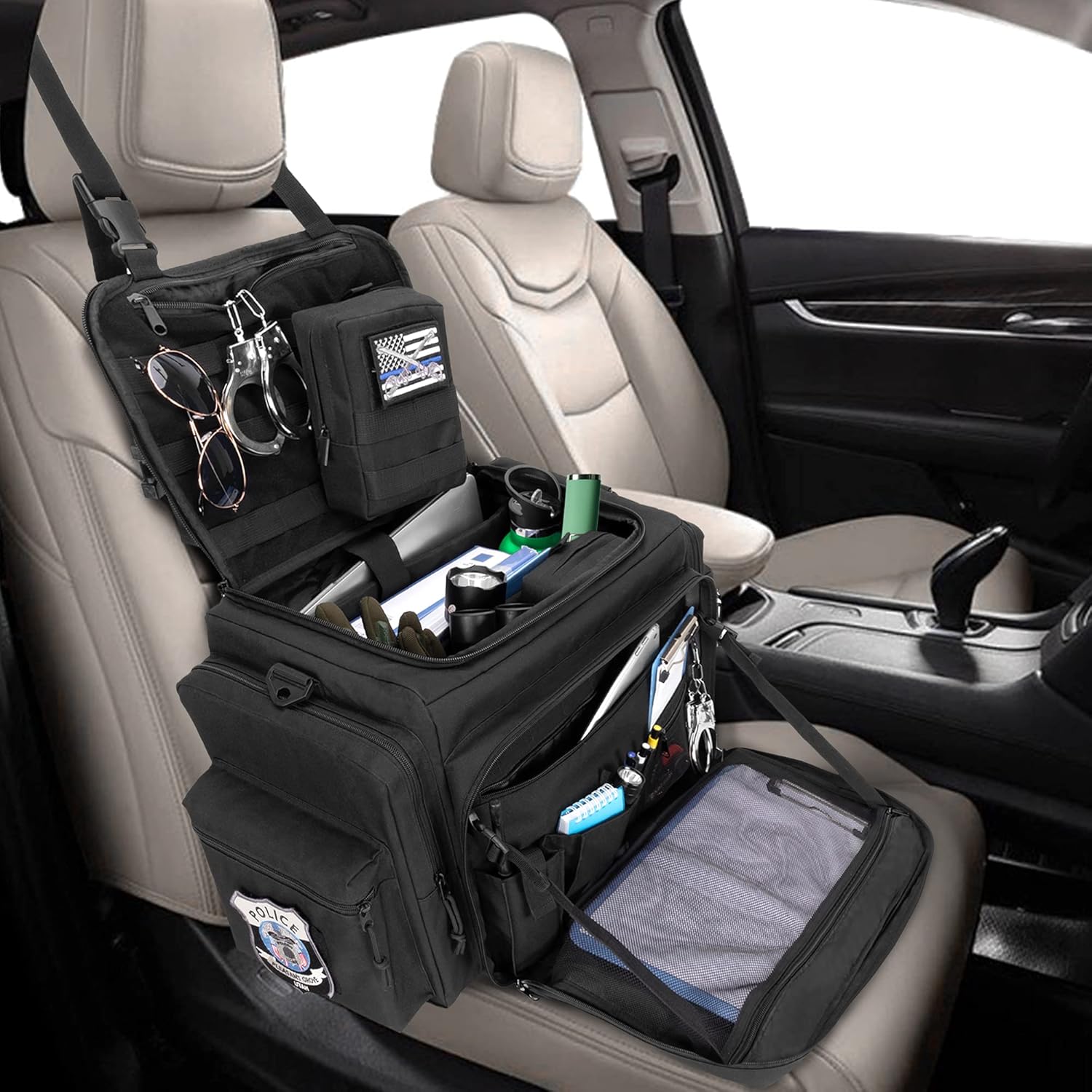 SAMDEW Patrol Bag, Police Gear Bag for Law Enforcement & Police Equipment, Car Front Seat Organizer for Police, Truckers & Travelers