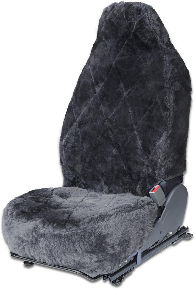 OxGord Sheepskin Seat Covers (Single Bucket) Wool Sheep Skin Shearling Car Accessories Best for Front Bucket Auto Seats Cover on Cars Truck SUV Van