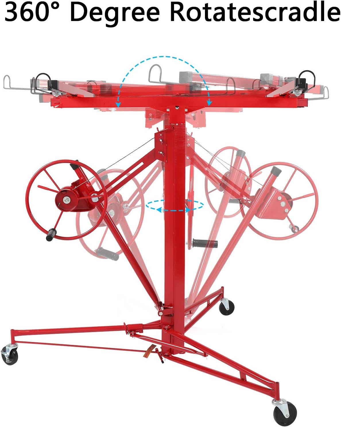 VINGLI 11 FT Drywall Lift Portable Sheetrock Lift Rolling Panel Hoist Jack Lifter Construction Tools with Adjustable Telescopic Arm Lockable Caster