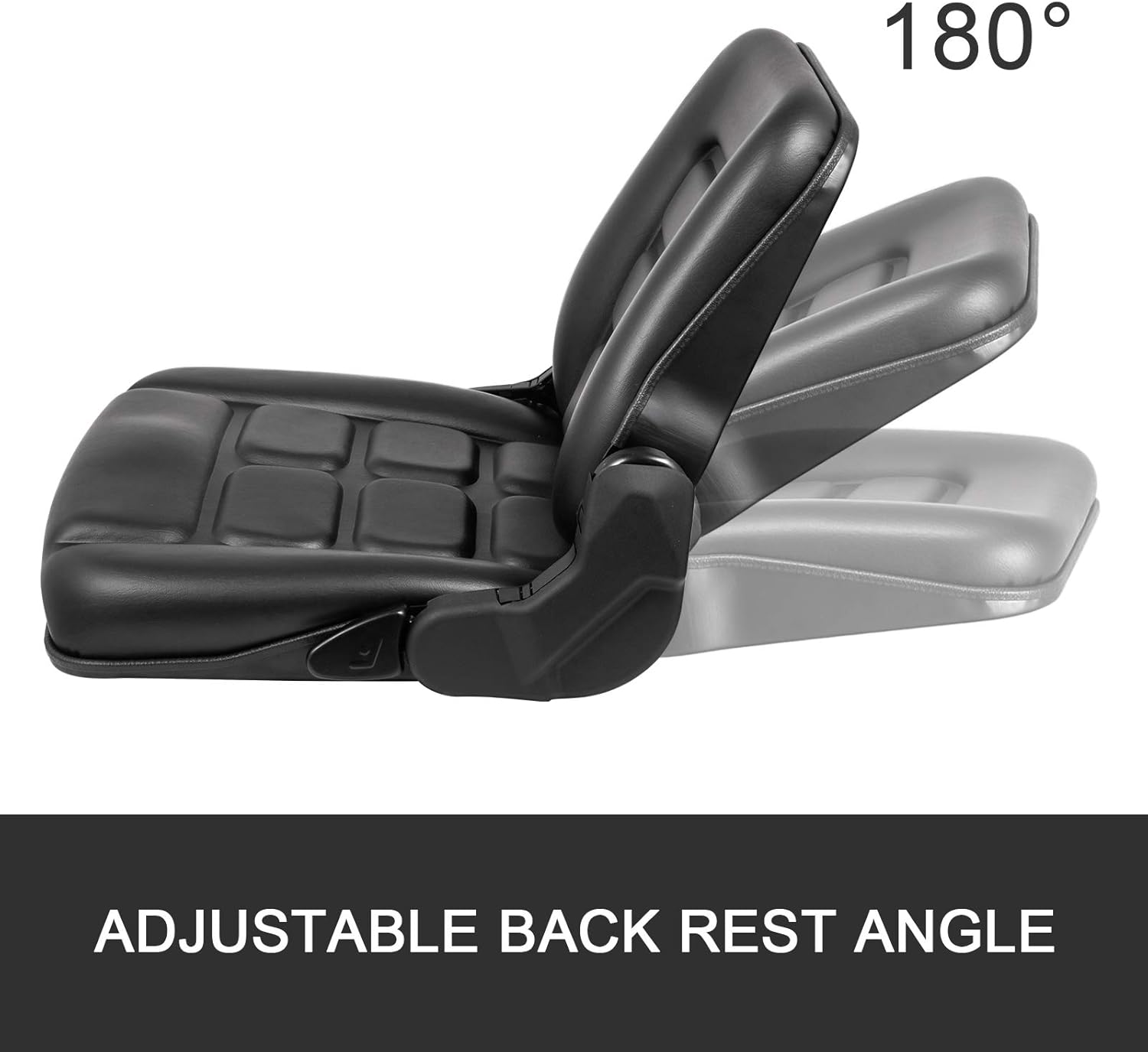 Bestauto Universal Fold Down Forklift Seat with Retractable Safety Belt, Armrest,Adjustable Seat for Excavator, Forklift, Tractor, Skid Loader