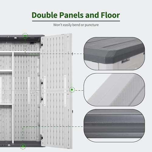 Macrout Plastic Storage Shed 4.3 x 2.5 ft, Waterproof Outdoor Storage Cabinet with Floor, Resin Shed for Garden and Patio (Medium)