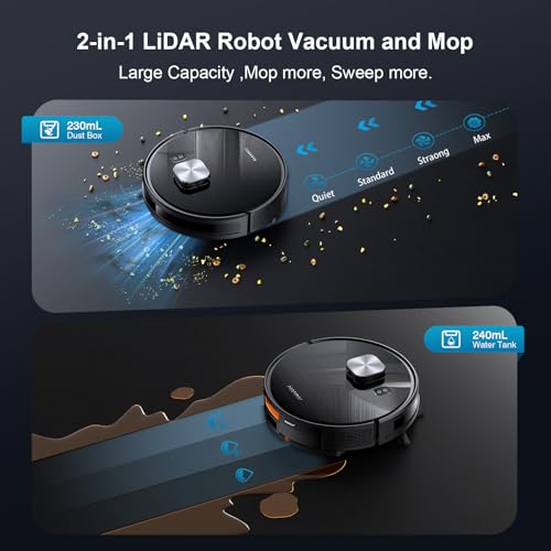 MAMNV Robot Vacuum and Mop, 11500 Pa Suction, 3-in-1 Robotic Vacuum with Smart LiDAR Navigation, 70 Day Self-Emptying,160 Min Runtime