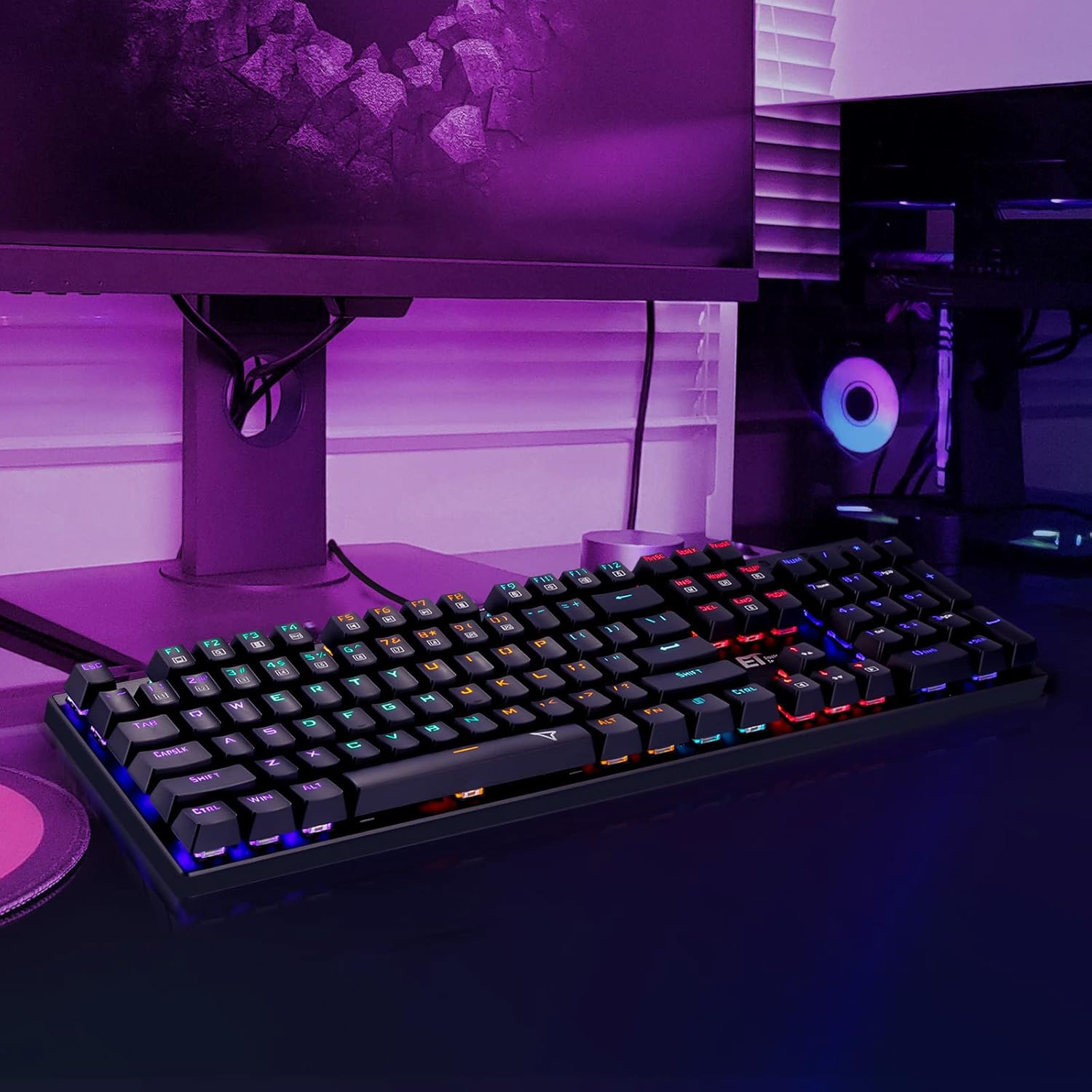 GK-XLI Wired RGB Mechanical Gaming Keyboard, LED Rainbow Backlit Gaming Keyboard