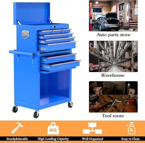 8-Drawer High Capacity Rolling Tool Chest, Removable Cabinet Storage Tool Box with Wheels and Drawers