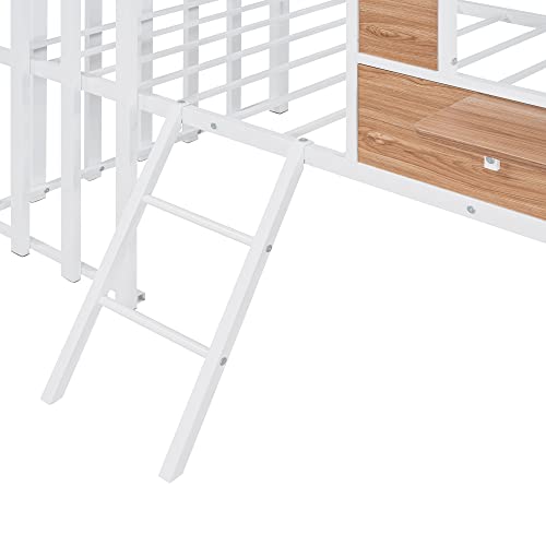 Harper & Bright Designs Kids House Beds Low Loft Bed Frame with Roof, Window, Guardrail and Ladder