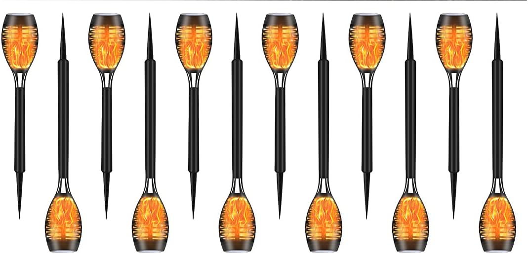 SOLATINO Solar Torch Light with Flickering Flame, 12 Pack Landscape Decoration Solar Torch Lights Halloween Christmas