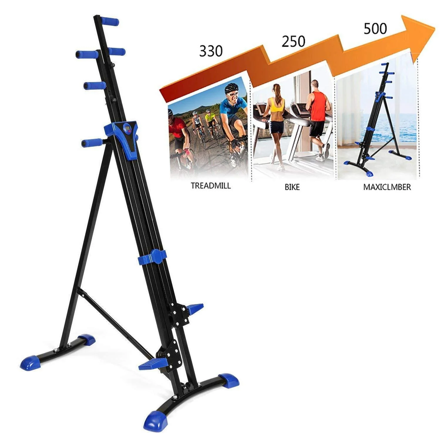 VIBESPARK Vertical Climber and Folding Indoor Exercise Fitness Stair Stepper Machine for Office, Home and Gym