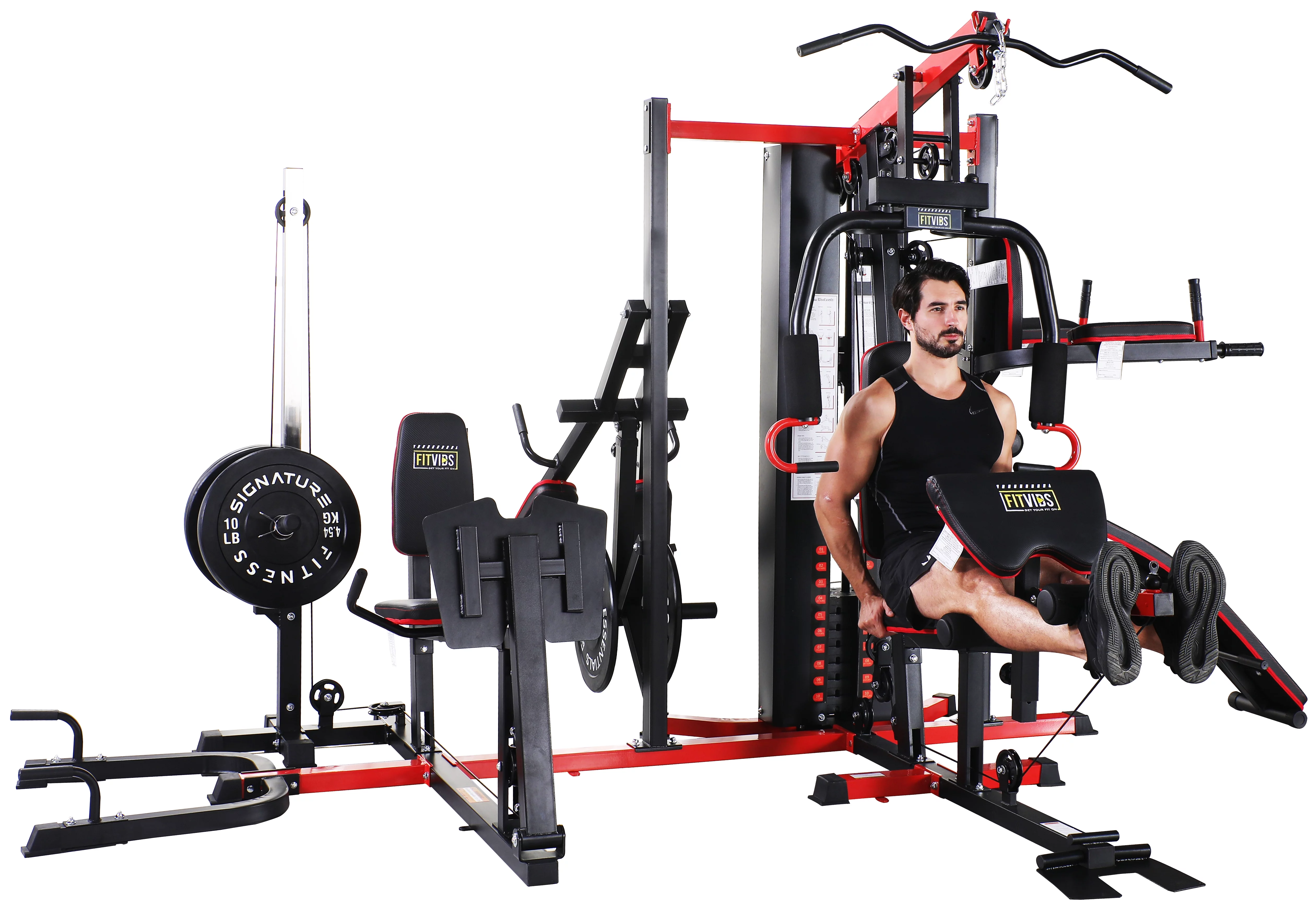 Fitvids LX750 Home Gym System Workout Station with 330 Lbs of Resistance, 122.5 Lbs Weight Stack, One Station