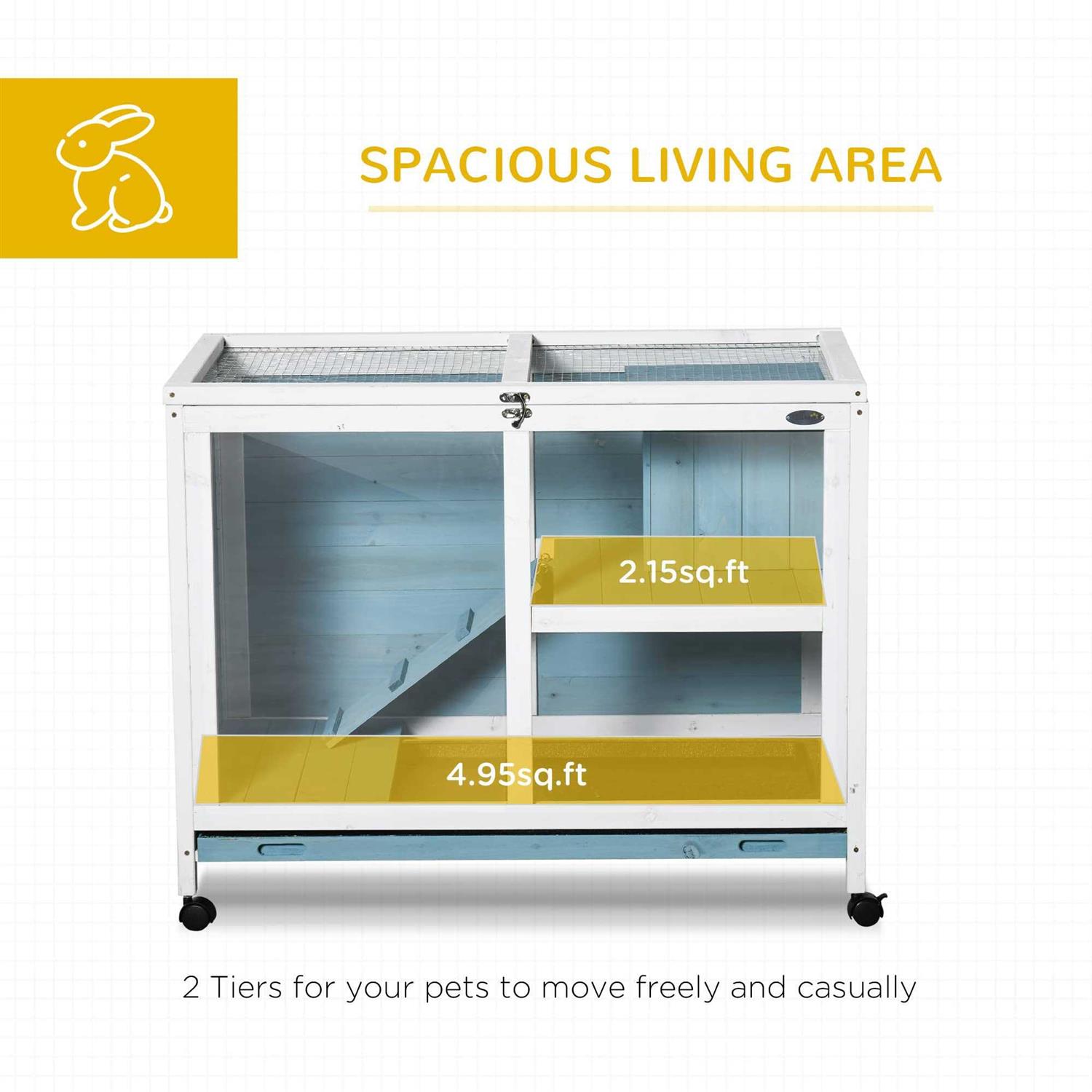 PawHut 2-Story Wooden Rabbit Hutch - Pet Supplies online store