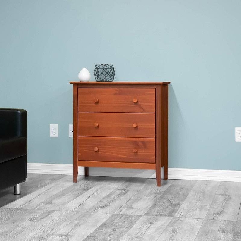 Adeptus Easy Pieces Solid Pine 3-Drawer Chest, Pecan Brown