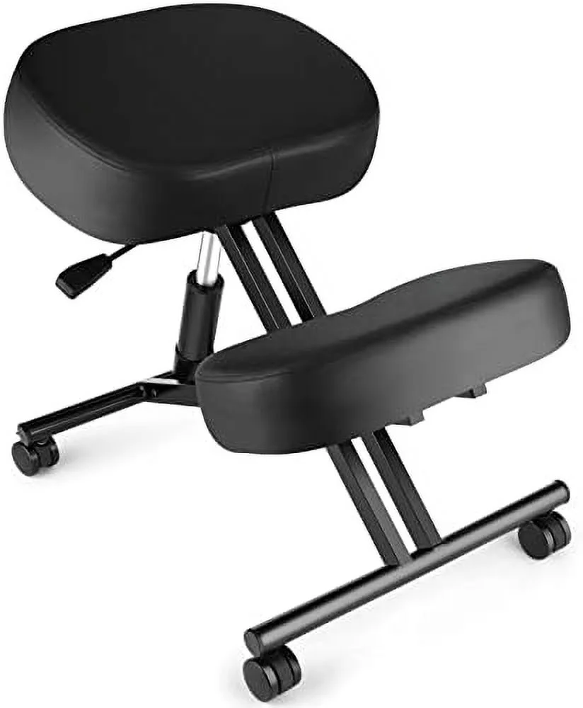 Ergonomic Office Kneeling Chair  Height Adjustable Stool with Thick Foam Cushions and Smooth Gliding Casters to Improve Posture and Relieve Pain