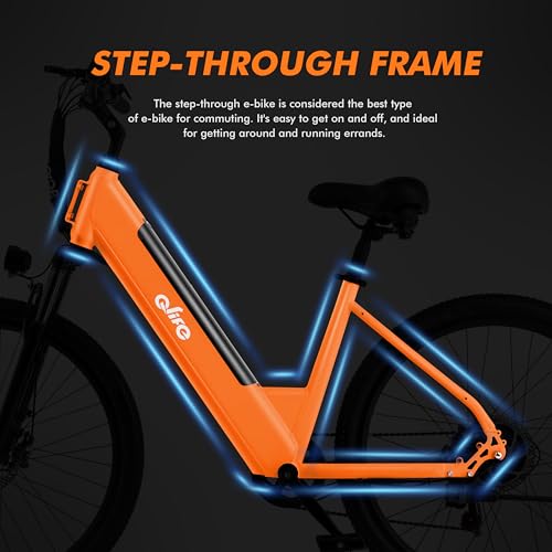 Cityone Electric Bike for Adults 26" Step-Through 22MPH Ebike with 2.1" Tire,UL2849 Certified Built-in Removable Battery