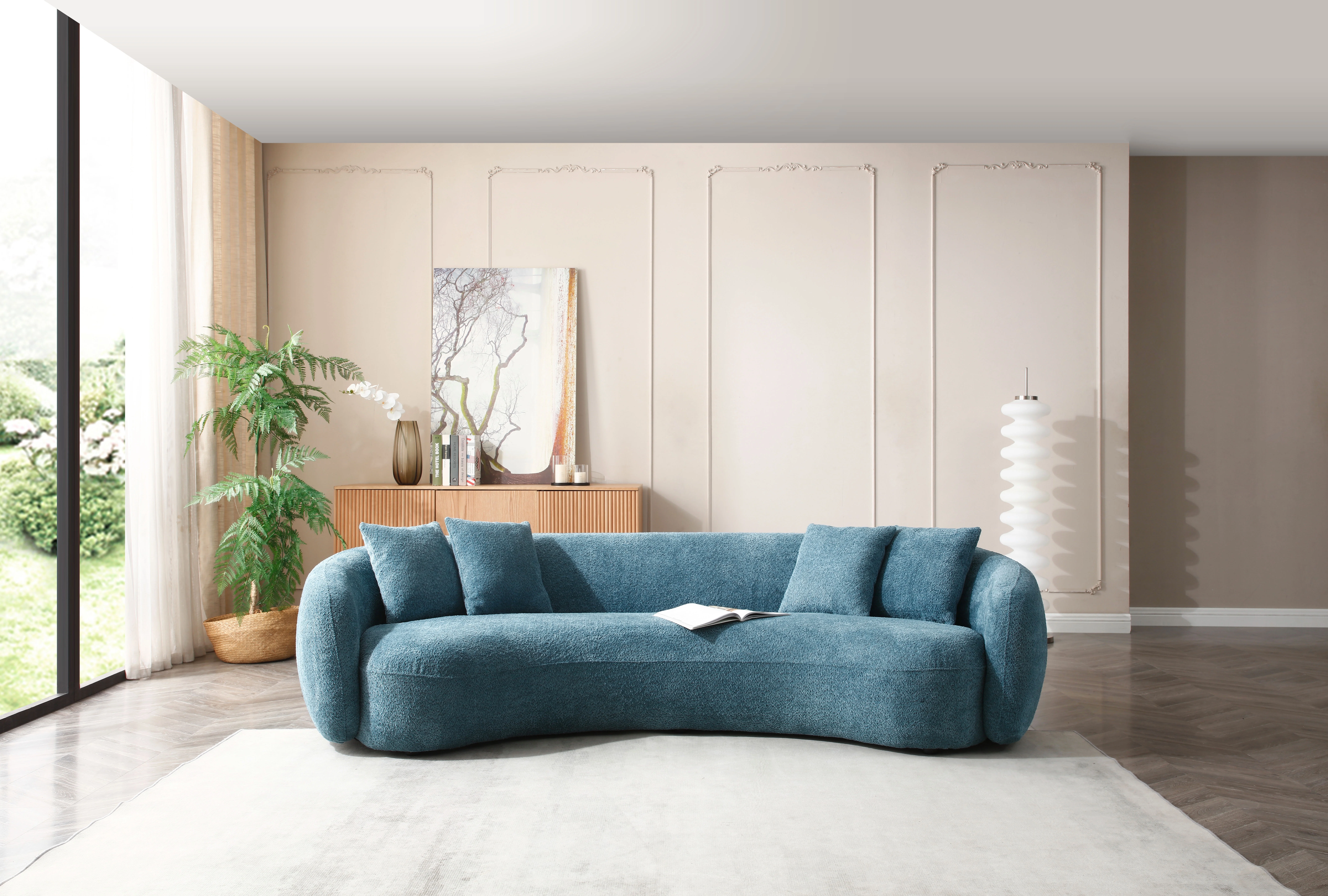 kevinplus 101'' Boucle Curved Sofa Couch for Living Room